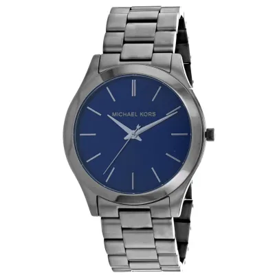 Michael Kors Men's Slim Runway Blue Dial Gunmetal Plated Watch